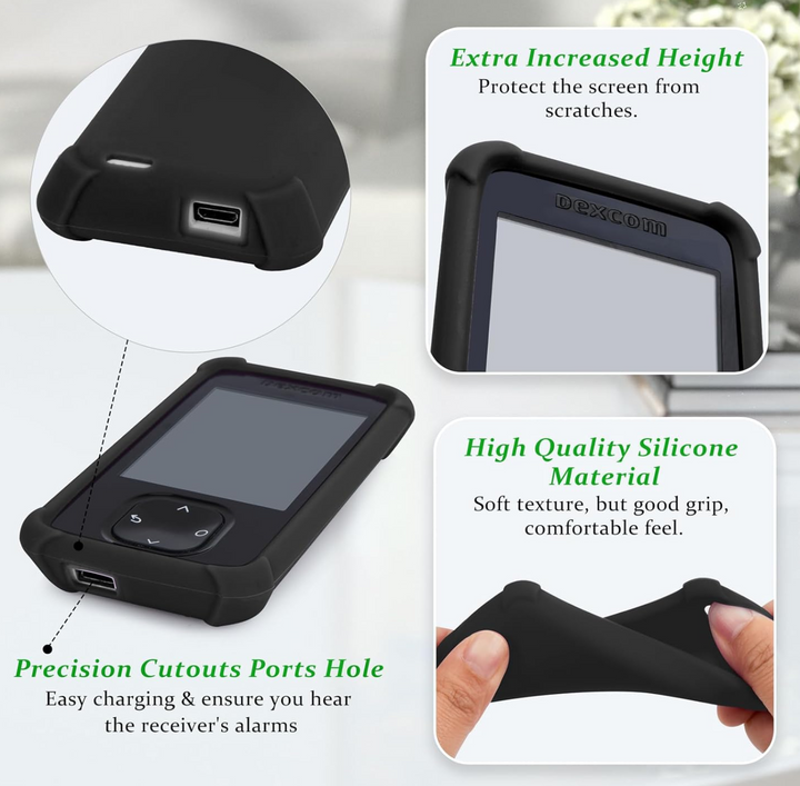 Étui en silicone souple noir pour Dexcom G7