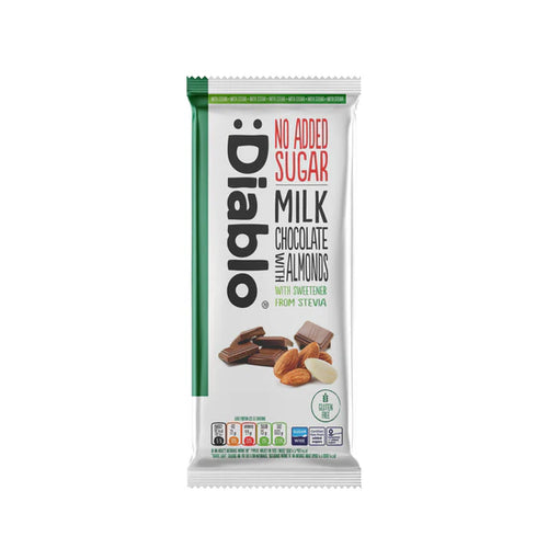 Diablo zuckerfreie Milchschokolade mit Mandeln 75g - nur 6g anrechenbare KH/Tafel