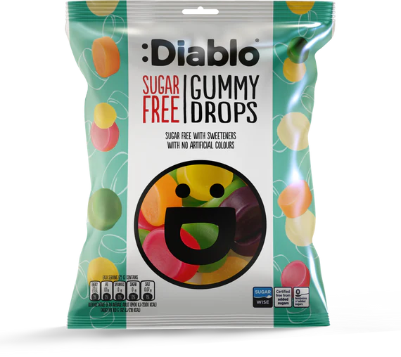 Diablo zuckerfreie Gummi Drops - 75g (nur 1,5g anrechenb. KH/Tüte)