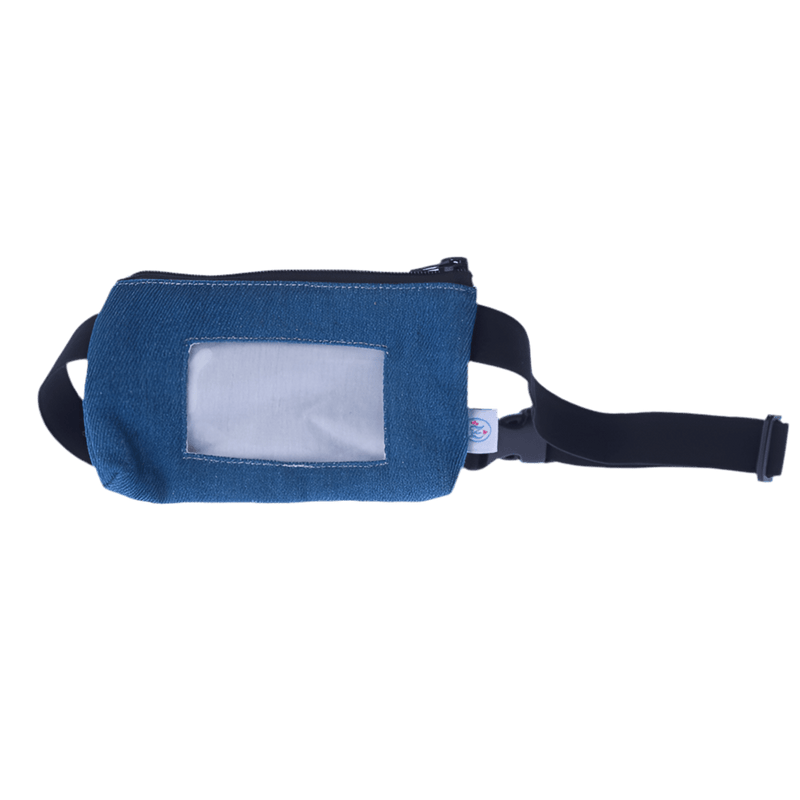Zuckerschmuck Bauchtasche für Insulinpumpe Jeans mit Sichtfenster Blau 