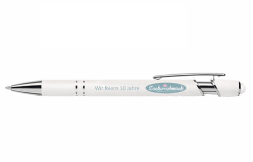 Zuckerschmuck Premium Kugelschreiber mit Soft-Touch-Beschichtung und Stylus Druckknopf zur Touchscreen Bedienung
