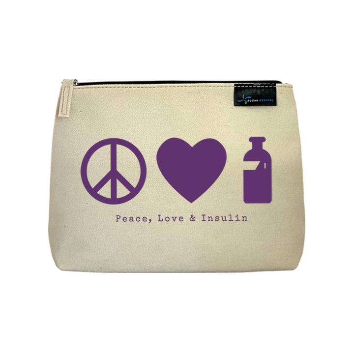 Tasche Diabetes Bag Canvas Peace Love Insulin Side