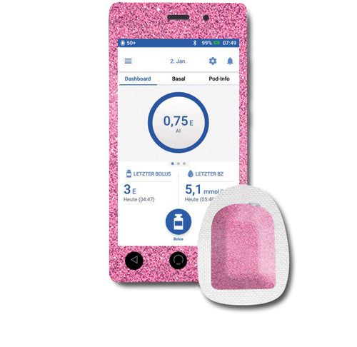 Omnipod DASH Sticker Set "Glitzer Pink"