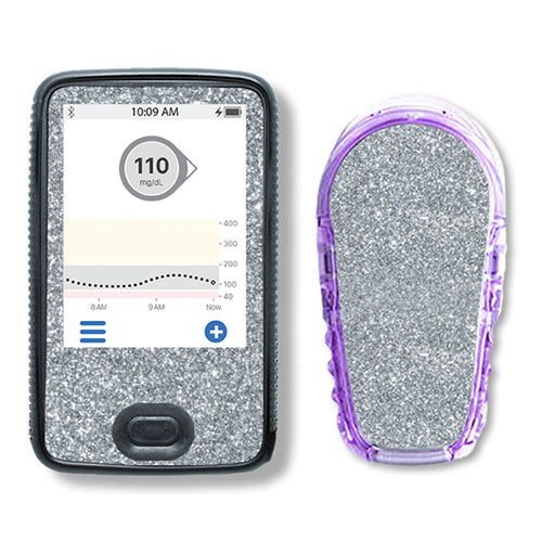 Dexcom G6 Sticker Set "Glitter Silver"