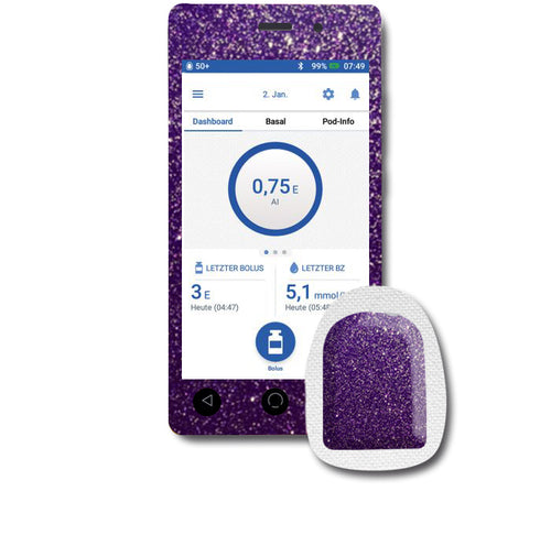 Omnipod DASH Sticker Set "Glitzer Lila"