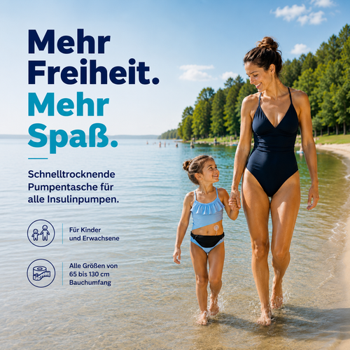 Insulinpumpentasche zum Schwimmen, Baden & Sport – Schwarze Bauchtasche für Kinder & Erwachsene