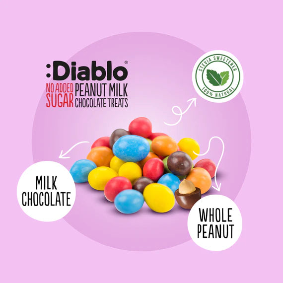 Diablo zuckerfreie Erdnüsse umhüllt von Milchschokolade (40g) -nur 2g anrechenb.KH