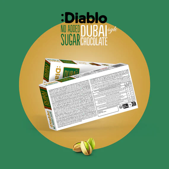 Diablo zuckerfreie Dubaischokolade 200g - nur 10,2g anrechenb. KH/100g
