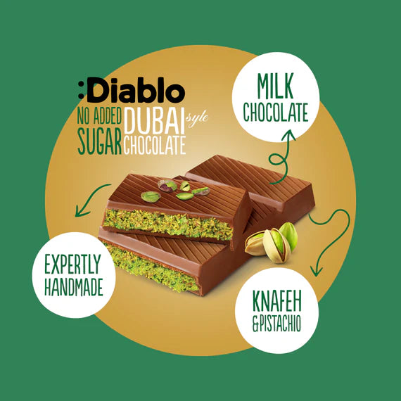 Diablo zuckerfreie Dubaischokolade 200g - nur 10,2g anrechenb. KH/100g