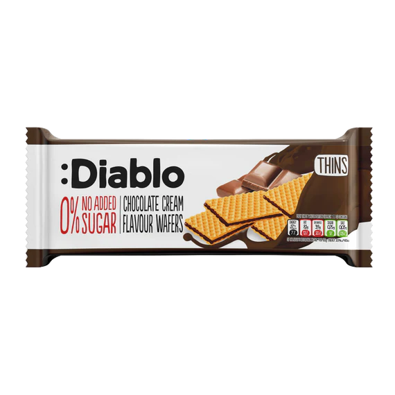 Diablo zuckerfreie Waffel mit Schokoladencreme (150g) -  9–14 g anrechenbare KH/25 g Portion