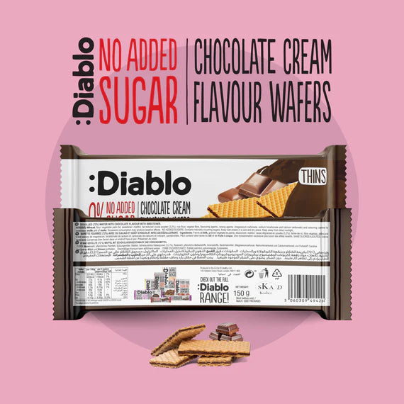 Diablo zuckerfreie Waffel mit Schokoladencreme (150g) -  9–14 g anrechenbare KH/25 g Portion