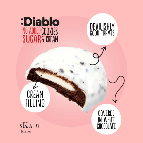 Diablo zuckerfreie weiße Schokoladenkekse mit Milchcreme (128 g)  nur 4 g anrechenb. KH/Keks