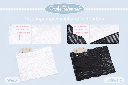 Cuisse en dentelle avec poche pour pompe à insuline – Noire