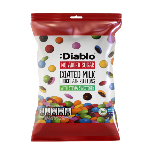 Diablo zuckerfreie Schokolinsen (40g) -nur 2,6g anrechenb.KH