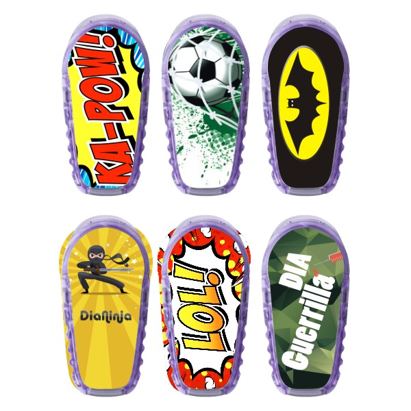 Wasserfeste Dexcom G6 Sticker mit coolen Motiven wie Batman, Fußball, Dia Guerilla, Dia Ninja