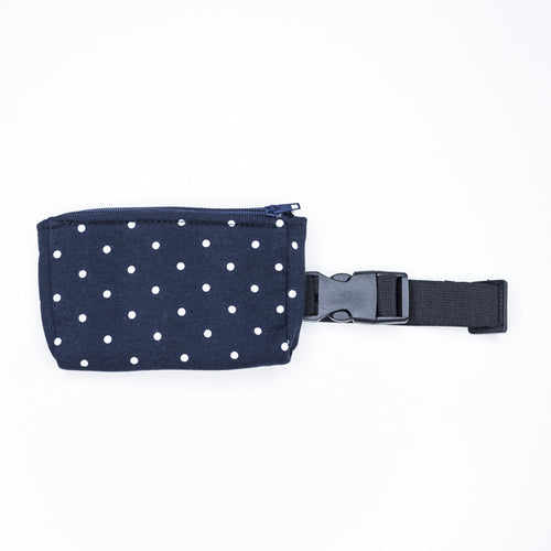 Bum bag dark blue dots with flexible strap