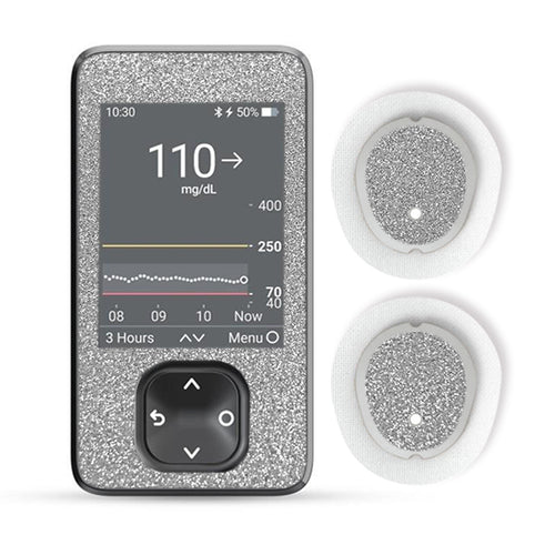 Dexcom G7 Sticker Set "Glitter Silver"