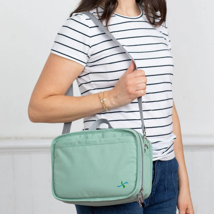 Diabetes Reisetasche mit Gepäckgurt - Stahlblau