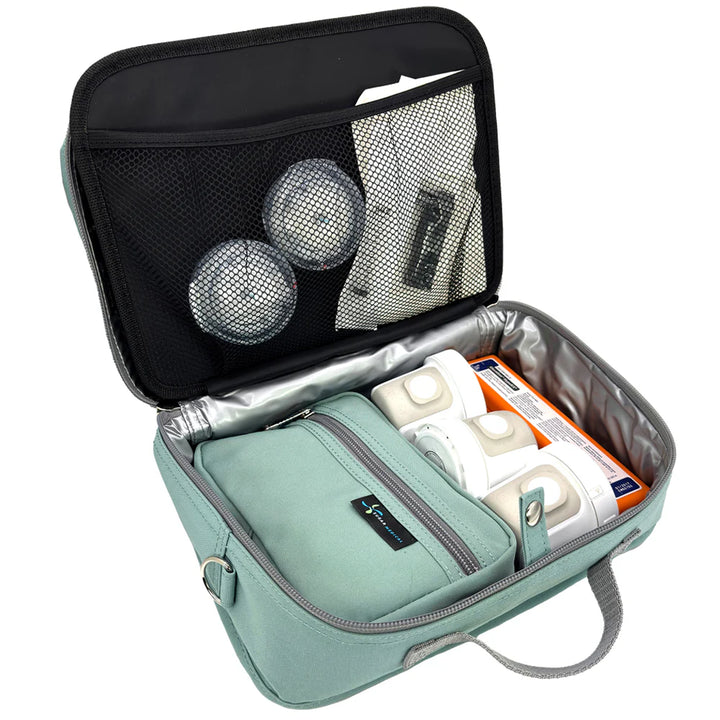 Diabetes Reisetasche mit Gepäckgurt - Seafoam