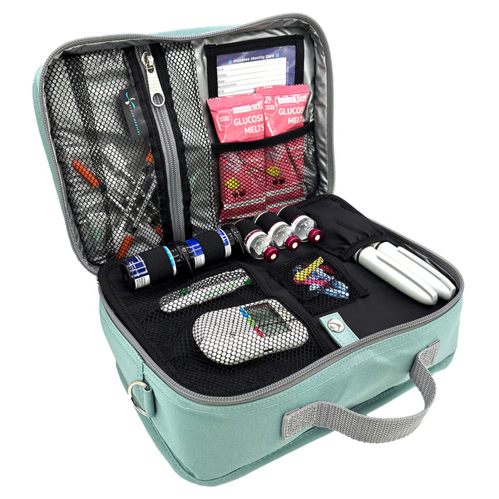 Diabetes Reisetasche mit Gepäckgurt - Seafoam