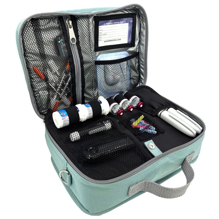 Diabetes Reisetasche mit Gepäckgurt - Seafoam