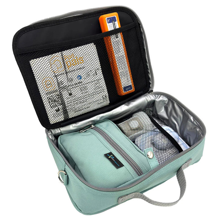 Diabetes Reisetasche mit Gepäckgurt - Seafoam