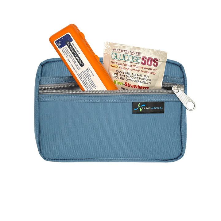 Diabetes Reisetasche mit Gepäckgurt - Stahlblau
