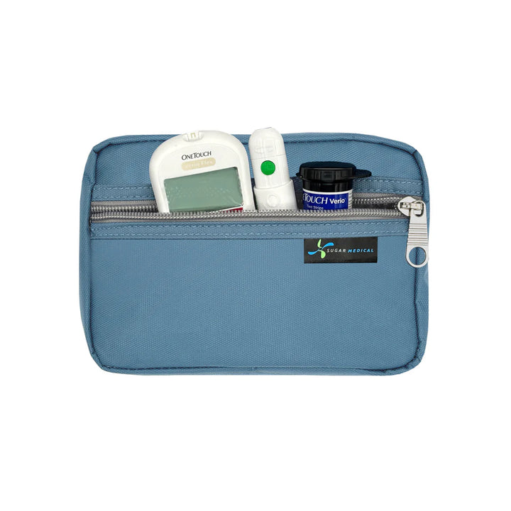 Diabetes Reisetasche mit Gepäckgurt - Stahlblau