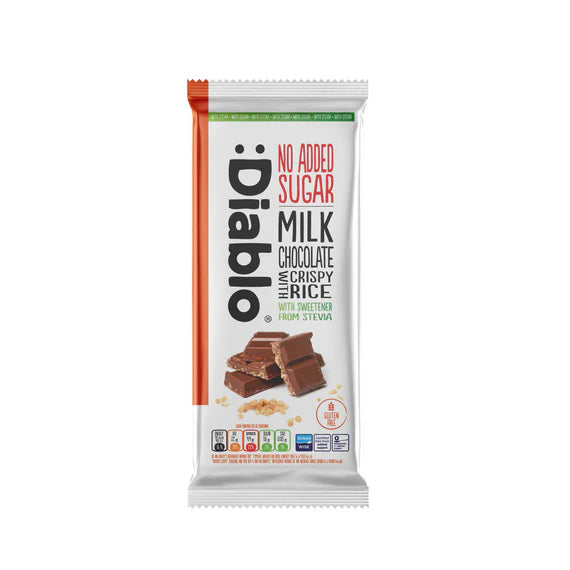 Diablo zuckerfreie Milchschokolade Chrispy Rice 75g - nur 12g anrechenbare KH/Tafel