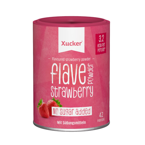 NEW !! Strawberry flavour powder 120 g can with erythritol - only 3.2g carbs/100g