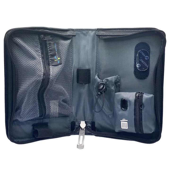 Zubehörtasche: sehr kompakt für den Diabetes Alltag, variabel nutzbar als Etui/Clutch, Veganes Leder abwaschbar.
