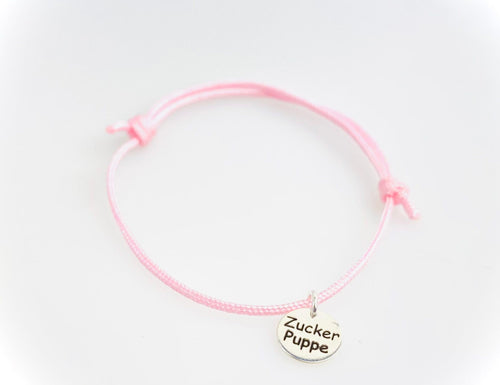 Bracelet made of genuine leather/925 silver "SUGAR DOLL" pink