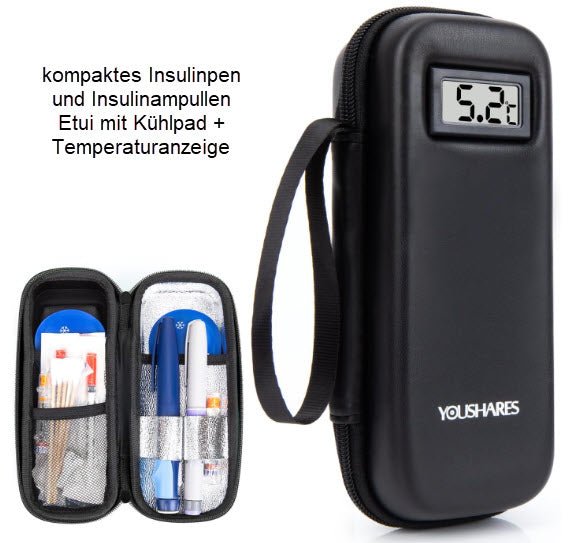 insulin aufbewahrung reisen NEU: YOUSHARES Insulin Kühltasche mit Temperaturanzeige für Insulinpens, Insulinampullen