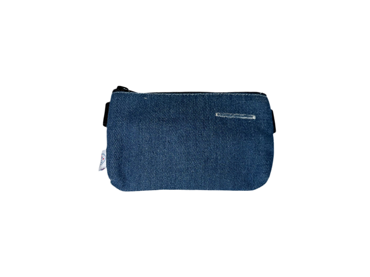 Insulinpumpen Bauchtasche mit flexiblem Gurt Jeans blau Rückseite 2