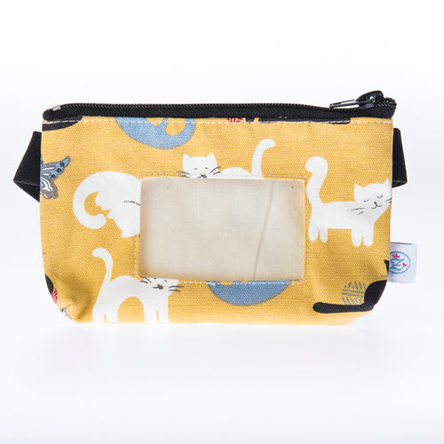 Insulin pumps + Omnipod DASH bum bag CATS YELLOW with viewing window and flexible strap