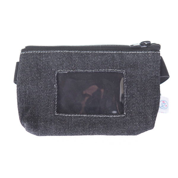 Insulinpumpen Bauchtasche Jeans schwarz für Kinder und Erwachsene mit Sichtfenster und flexiblem Band passend für alle Insulinpumpen und CGM Reader, Lesegeräte und Controller