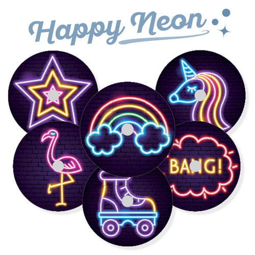 Pack of 6 Freestyle Libre Stickers "Happy Neon"