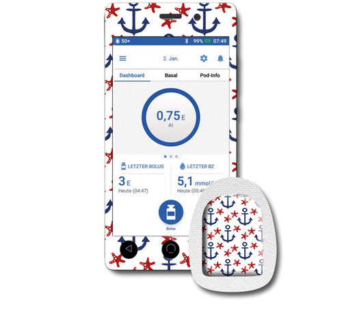 Omnipod DASH Sticker Set "Anker"