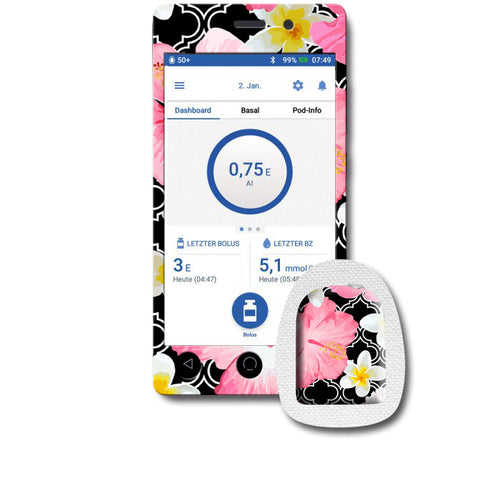 Omnipod DASH Sticker Set "Hibiskus"