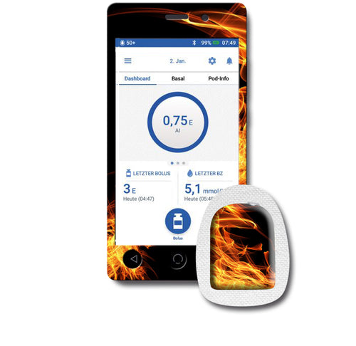 Omnipod DASH Sticker "Feuer"