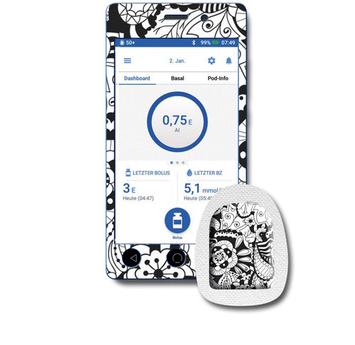 Omnipod DASH Sticker Set "Black and white"