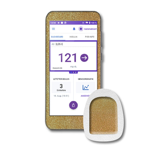 Omnipod 5 Controller Sticker Set "Glitzer Gold"