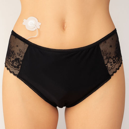 KENNENLERNPREIS: Lingerie mit integrierter Insulinpumpentasche - exklusiver Slip für Diabetikerinnen Spitze schwarz
