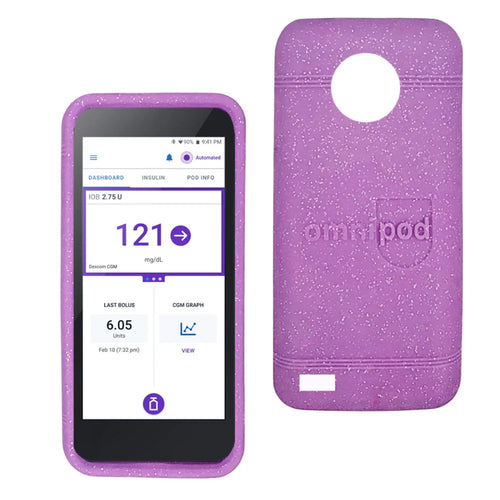 Étui en silicone souple pailleté violet pour Omnipod 5