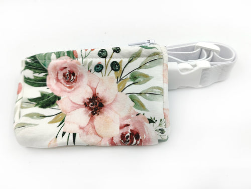 Bum bag pink flowers with flexible strap