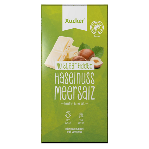 NEW: White xylitol chocolate hazelnut sea salt only 12g carbs/100g