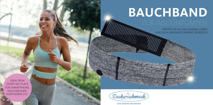 Bauchband für Insulinpumpe + Lesegerät elastischer Bauchgurt mit 3 Taschen für Pumpe,