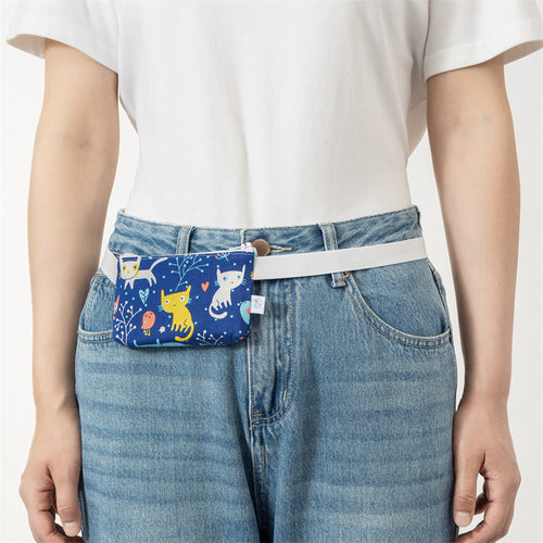 Insulinpumpen + Omnipod DASH Bauchtasche KATZE + VOGEL BLAU mit flexiblem Gurt
