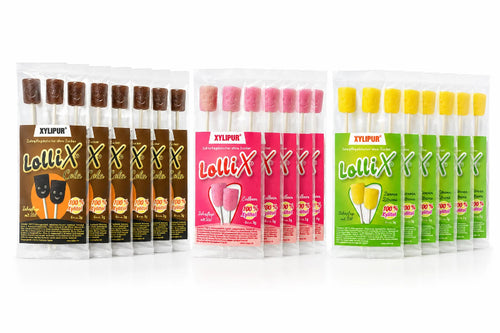 18-Pack Dental Care Lollipops: 6x Cola, 6x Strawberry & 6x Lemon
