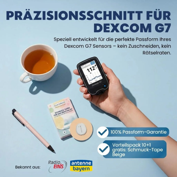 Zuckerschmuck Dexcom G7 CGM Sensor Tape Passform - Grantie